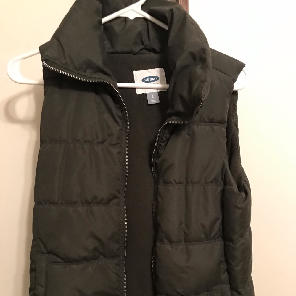 Old Navy puffer vest, olive green